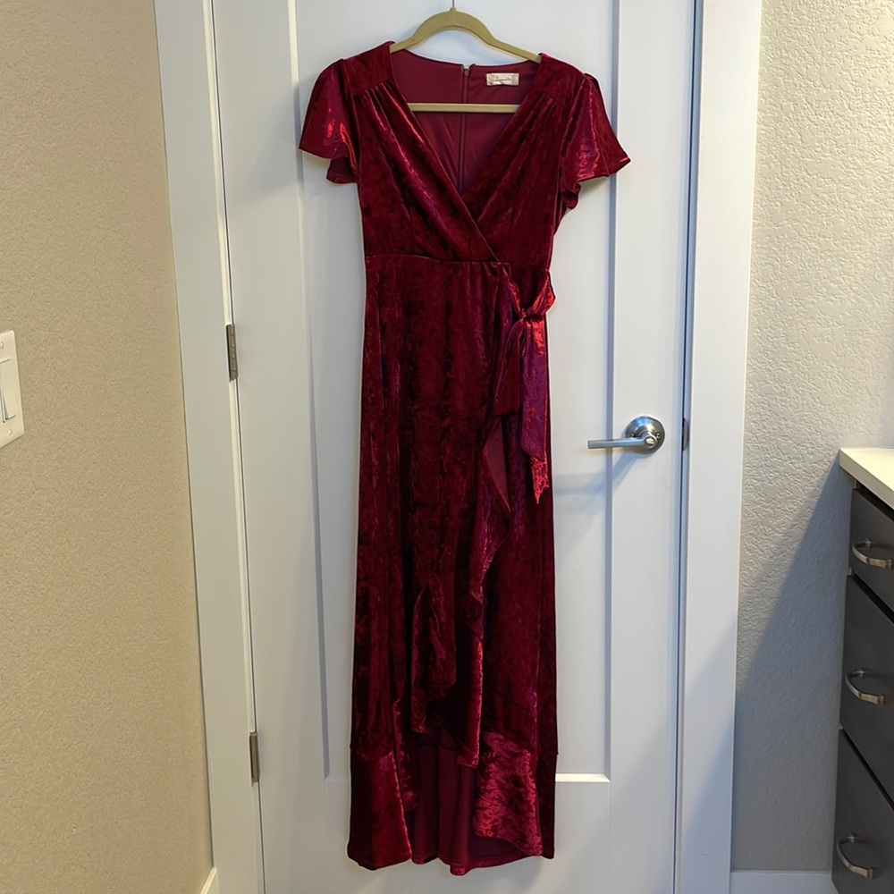 Pinkish red velvet dress